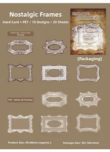 Detail van vintage stickerset met 10 retro frame-ontwerpen voor DIY-journaling decoratie
