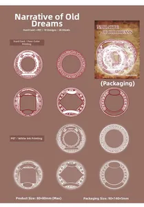 Detail van vintage kaderstickers in PET en karton voor DIY-scrapbooking projecten