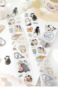Macro shot of cute cartoon cat PET tape used for decorating creative journals