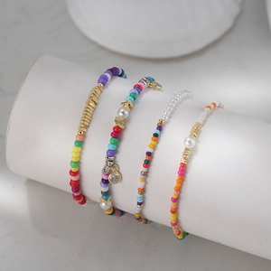 Ensemble de bracelets en argent sterling S925 avec perles colorées et breloques
