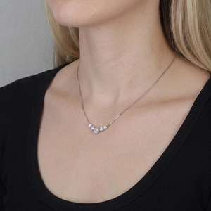 Elegant 925 sterling silver smiley necklace with five gradient moissanite stones