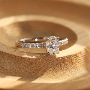 Bague de Fiançailles en Argent Sterling 925 avec Moissanite Taille Ovale pour Femme Couleur D VVS Bijoux de Luxe