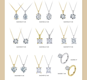 Macro display of S925 silver moissanite jewelry with diverse gem cuts and settings