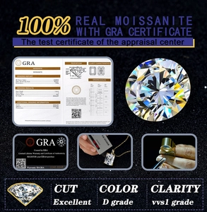 Detailed GRA certificate for D color VVS1 Moissanite stone with excellent cut and authenticity card