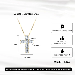 Χρυσό κολιέ σταυρός 18Κ με διαμάντια moissanite D από ασήμι 925 στερλίνα