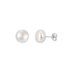 Orecchini di perle bianche classiche con chiusura a farfalla in argento sterling S925 lucido