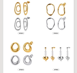 Selezione di orecchini geometrici minimalisti in oro e argento con perle