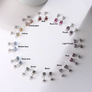 Boucles d'Oreilles Clous en Argent Sterling 925 Zircone Ronde Pierre de Naissance Femme 4 Griffes Bijoux Cadeau Anniversaire Zodiaque