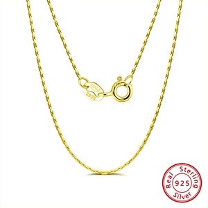 Collier chaîne en argent sterling S925 doré avec fermoir à ressort sécurisé