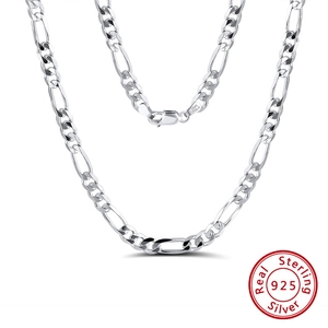 S925 Sterling Silver Figaro Chain Necklace 5mm Width Gold Silver Plated Italian Style Hip Hop Jewelry for Men Women