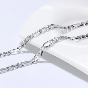5mm S925 sterling silver Figaro chain necklace with lobster clasp and Italy hallmark