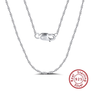 3,3 mm S925 Sterlingsilber Kordelkette Halskette mit Italien-Stempel und Karabiner