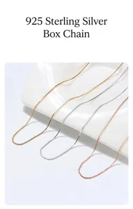 Dettaglio di catene box da 0,6mm in argento sterling 925 in oro, argento e rosa