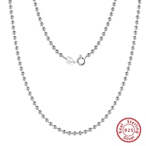925 Sterling Silver 2.5mm Bead Chain Necklace Minimalist Round Ball Chain Only Without Pendant For Women Men Fashion Jewelry