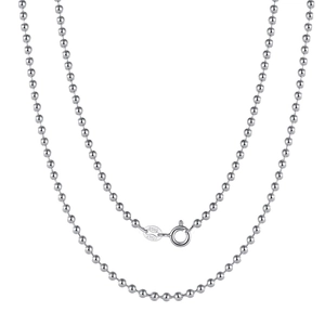 925 sterling silver 2.0mm bead chain necklace with S925 and Italy hallmark