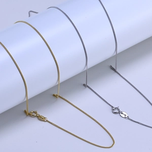 Three minimalist S925 sterling silver 1.0mm curb chains in gold and silver finishes