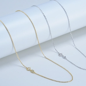 Detail of S925 sterling silver O-chain necklace showing Italy 925 stamp and spring clasp