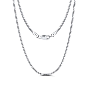 Classic S925 sterling silver snake chain necklace with high polish finish and lobster clasp