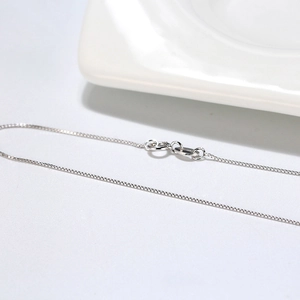 Polished S925 sterling silver 1.0mm box chain necklace with secure lobster clasp