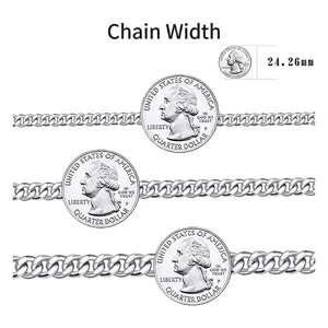 S925 sterling silver curb chain necklaces in 3.6mm, 5.0mm, and 7.0mm widths comparison