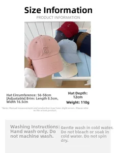 Guide des tailles détaillé et spécifications pour la casquette de baseball
