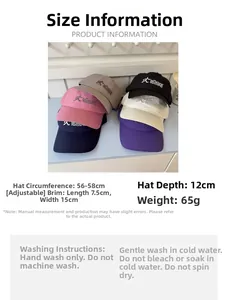Guide des tailles de casquette de baseball à séchage rapide avec sangle de 56-58cm ajustable