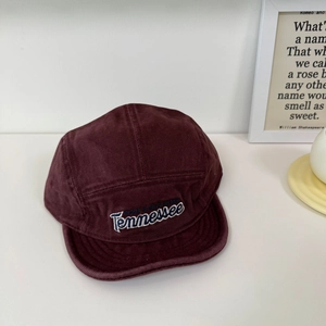 Vintage burgundy corduroy 5-panel camper hat with Tennessee embroidery for men and women