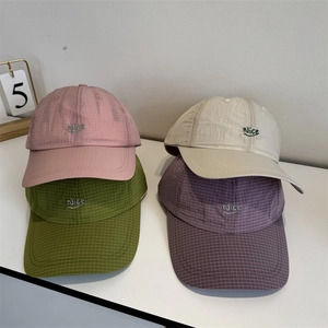 Quick-dry checkered baseball cap with Nice embroidery in pastel colors for summer sun protection
