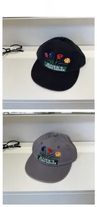 Detailed embroidery on cotton baseball caps with Oliver's Flower Garden floral pattern