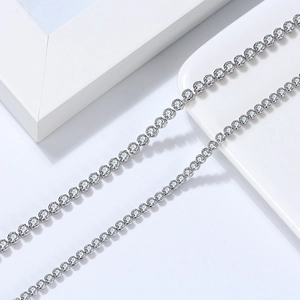 Klassische S925 Sterling Silber Tenniskette mit 3mm Zirkonia in einer Zargenfassung