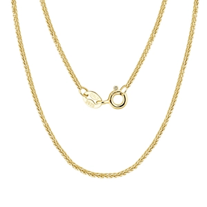 2.0mm S925 sterling silver gold-plated wheat chain necklace with lobster clasp and Italy hallmark