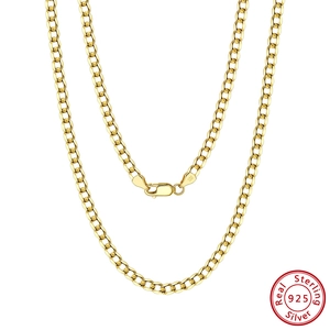 Collier maille gourmette minimaliste de 5mm en argent sterling 925 doré poli