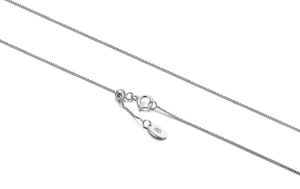 Dettaglio catena box in argento S925 con perla regolabile e chiusura a molla