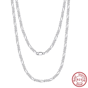 Collana a Catena Figaro in Argento Sterling 925 Stile Italiano Lucido Taglio Diamantato Gioielli per Uomo Donna Quotidiano Minimalista
