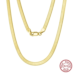 Collier maille serpent plate en argent sterling 925 doré avec poinçon italien de qualité
