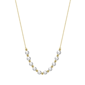 Elegante s925 Silber Goldkette mit 11 Süßwasserperlen in einer U-förmigen Anhängerform