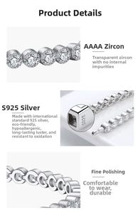 Makroaufnahme des S925 Sterlingsilber Tennisarmbandes mit AAAA Zirkonia und Hallmarking