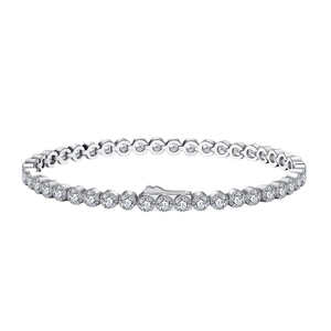 Eleganteres S925 Sterling Silber Tennisarmband mit rund geschliffenen Zirkoniasteinen