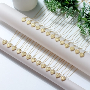 S925 Sterling Silber Herz Initialen A-Z Anhänger Halskette Set mit 14K Gold Finish