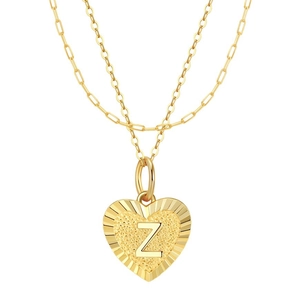Zweilagige 14K Gold S925 Silberhalskette mit Herzanhänger und dem Buchstaben Z