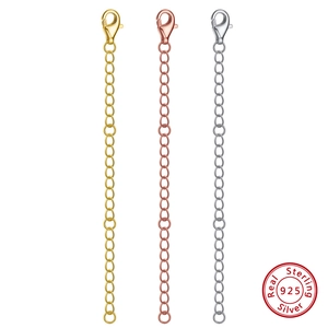 Set of S925 sterling silver extension chains in gold, rose gold and silver finishes
