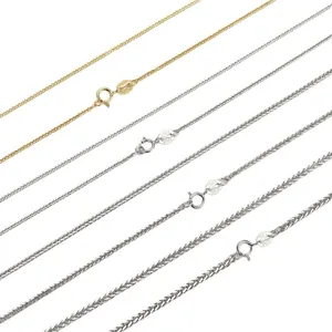 S925 sterling silver 1.6mm wheat chain necklace in silver and gold finishes