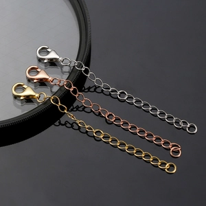 Three-color S925 sterling silver extension chains with lobster clasps in a set