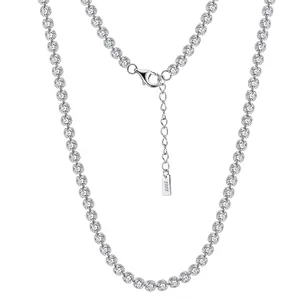 Collana Tennis in Argento Sterling 925 per Donna Zirconia Rotonda Incastonatura a Castone Elegante Lussuosa Catena Regolabile Gioielli da Festa