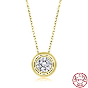 Classic S925 sterling silver gold-plated bubble round pendant necklace for women