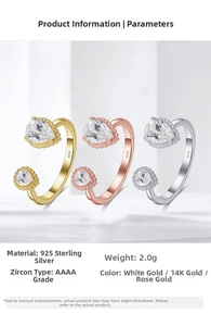 Detalles de anillos de plata S925 con circonitas AAAA en tres acabados de colores