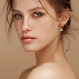 Elegant gold spiral 925 sterling silver earrings with natural baroque pearl for women