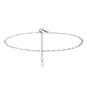 S925 Sterling Silver 1.6mm Lip Chain anklet with adjustable lobster clasp on white background