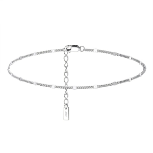 Minimalist S925 sterling silver 1.2mm spacer bead chain with adjustable lobster clasp