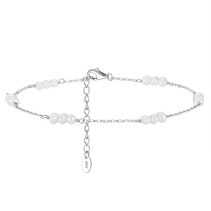 Elegant S925 sterling silver anklet featuring minimalist freshwater pearl cluster accents